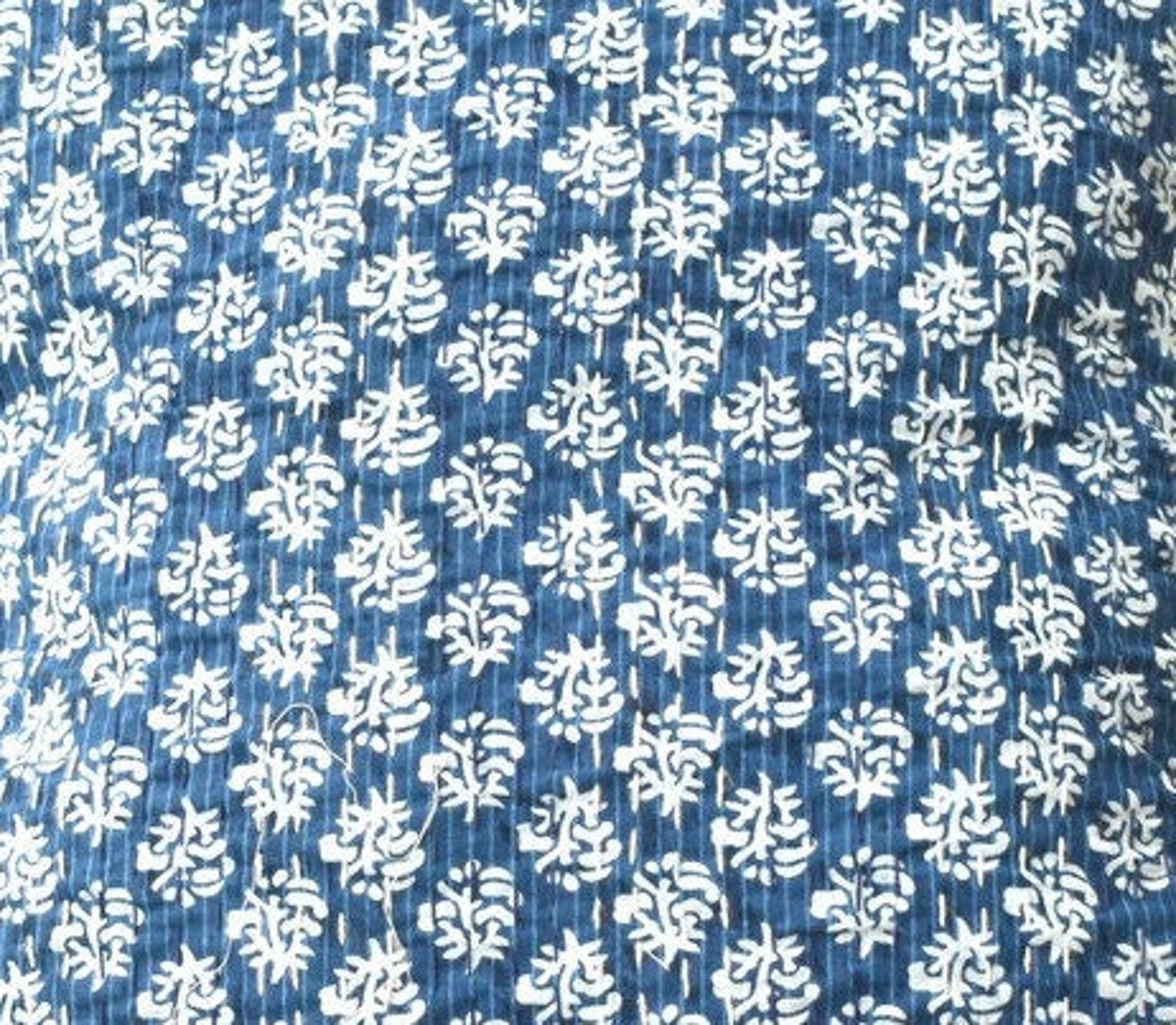 Blue - Bengal Kantha Hand Embroidery Cushion Cover 20