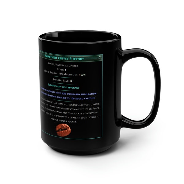 Path of Exile with support gem Black Coffee Mug, 15oz