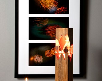 Epoxy resin wooden lamp, table decor light, bedside lamp, No28