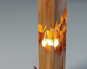Epoxy resin wooden lamp, table decor light, bedside lamp, No21