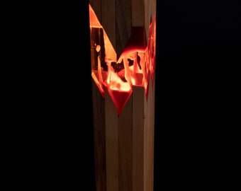 Epoxy resin wooden lamp, table decor light, bedside lamp, No28