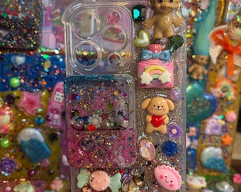 Game Boy Glitter Shaker iPhone 16 Pro Max Case, Kawaii Troll Decoden Phone Cover