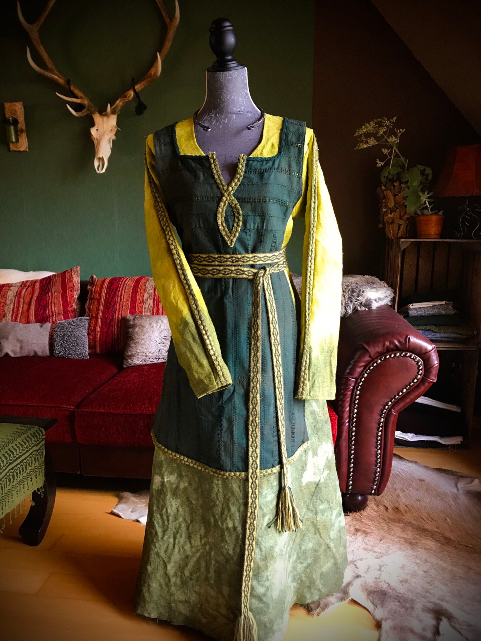 Handmade Nordic Gown Peasant Linen Forest Girl Small Etsy