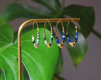 Boucles d'oreilles créoles pierres Sodalite