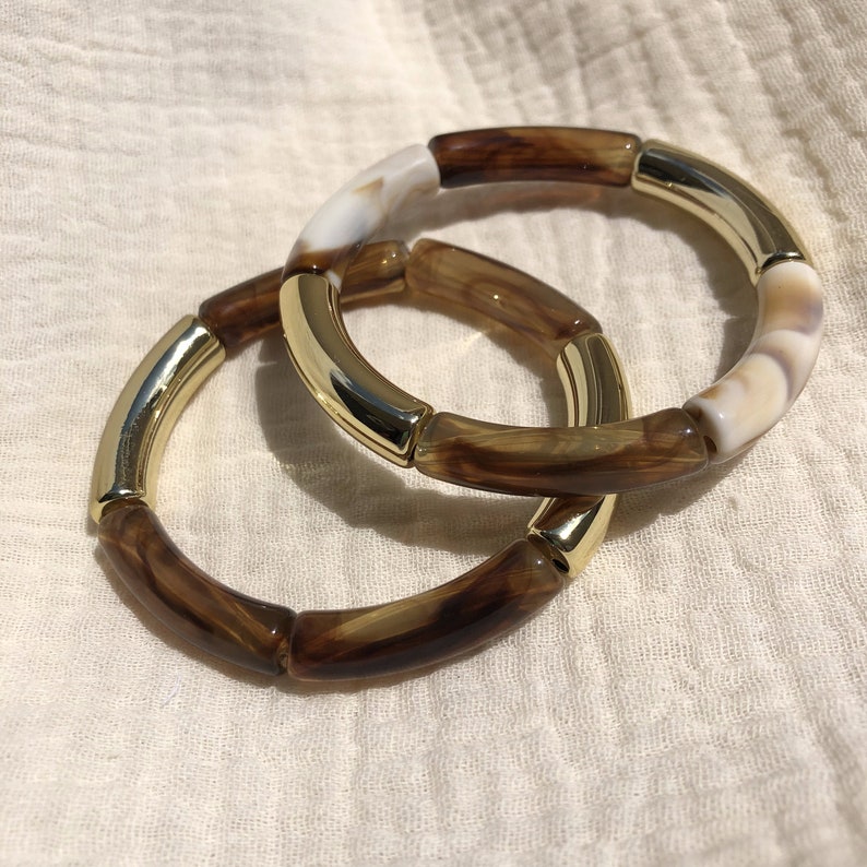 Bracelet élastique avec perles tube incurvé en acrylique image 6