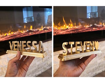 Letrero personalizado con doble nombre pintado a mano en 3D con luz LED / Ilusión de nombre 3D de alta calidad - Regalo de aniversario personalizado