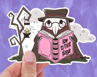 How To Treat Plague Doctor Reading Funny Dark Humor Sticker for tumblers, laptops, notebooks, cell phones