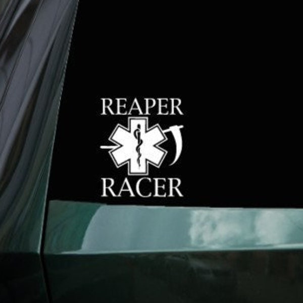 Reaper Racer EMS EMT Paramedic Vinyl Decal for cars, windows, cups, doors, lockers, books Last Responder Medical Ambulance Star Of Life