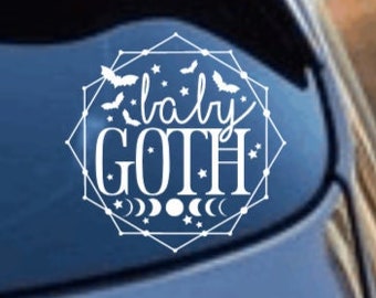 Baby Goth On Board Vinyl Decal, Moon Crystals Bumper Sticker, Little Witchlings Sticker, truck car accessories indoor outdoor