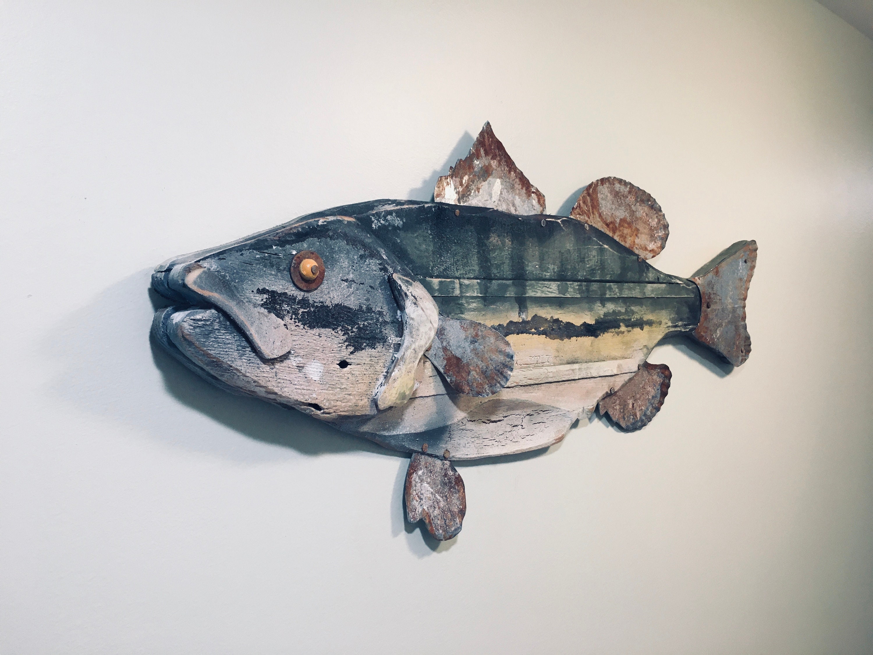 Ocean Art Reclaimed Wood & Galvanized Fish -  Canada