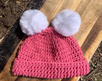 Double pom baby hat