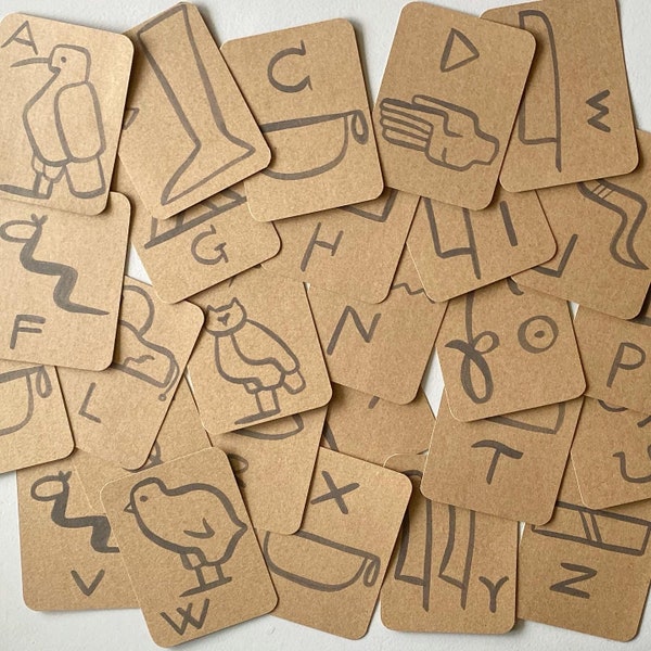 Das hieroglyphische Alphabet ist eine kleine Lesezeichenkarte