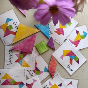 Tarjetas didácticas Tangram sobre la naturaleza