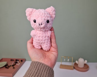 Mini Knor the pig crochet pattern. Create your own adorable pig amigurumi plushie. English pattern with US terms. Pattern only.