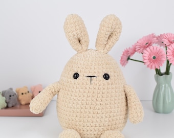 Chubby bunny crochet pattern. Make your own cute chubby bunny for Easter. Amigurumi pattern in English
