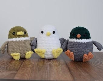 Lovely duck, pigeon and seagull crochet pattern. Create your own adorable amigurumi birds. DIY Crochet pattern only. Pattern trio deal!