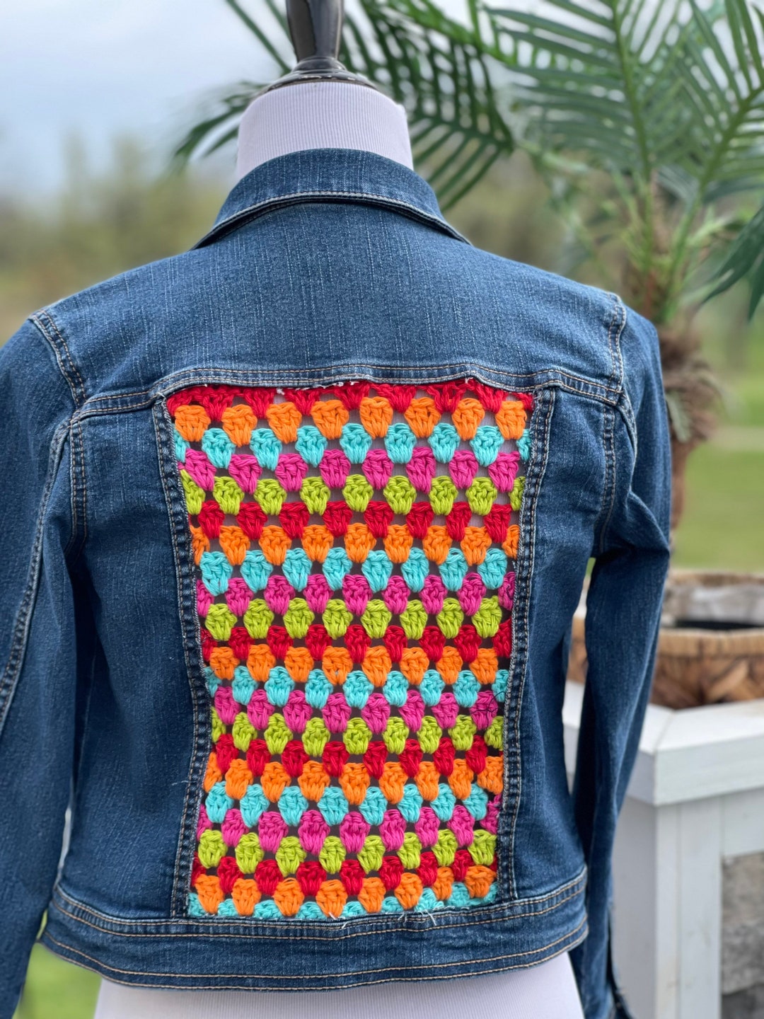 Upcycled Crochet Jean Jacket Etsy