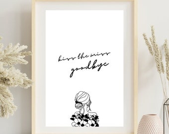 Kiss the Miss Goodbye Poster | Bachelorette Party Reminder | Printable PDF A4 | Bachelorette Party Idea | Digital Download | Bride&#39;s Gift