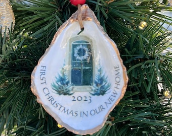 First Christmas in New Home Oyster Shell Ornament: Coastal Keepsake