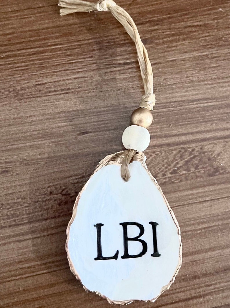 Gilded Oyster Shell LBI Ornament, Long Beach Island New Jersey