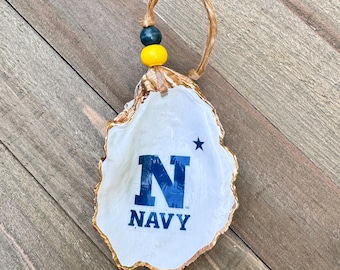 Officially Licensed USNA Gilded Oyster Shell Ornament, Ring Dish. Unique Commissioning Graduation gift US Naval Academy Midshipmen
