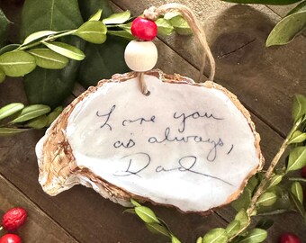 Custom Oyster Shell Ornament – Personalized Handwriting Keepsake Shell