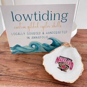 University of Maryland oyster shell with gold edge. Terps I Ornament I Ring Dish College Park I (UMD shown - I can use any school logo!)