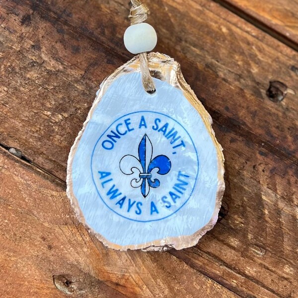 Gilded oyster shell with St. Mary’s Church Annapolis fleur de lis.  Annapolis Maryland, Gold Oyster ShellOrnament, Ring/Trinket Dish.