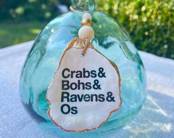 Baltimore Charm City oyster shell. Crabs Bohs  Ravens and Os.  Oyster Shell Ornament I Ring Dish I Trinket Dish I  Magnet