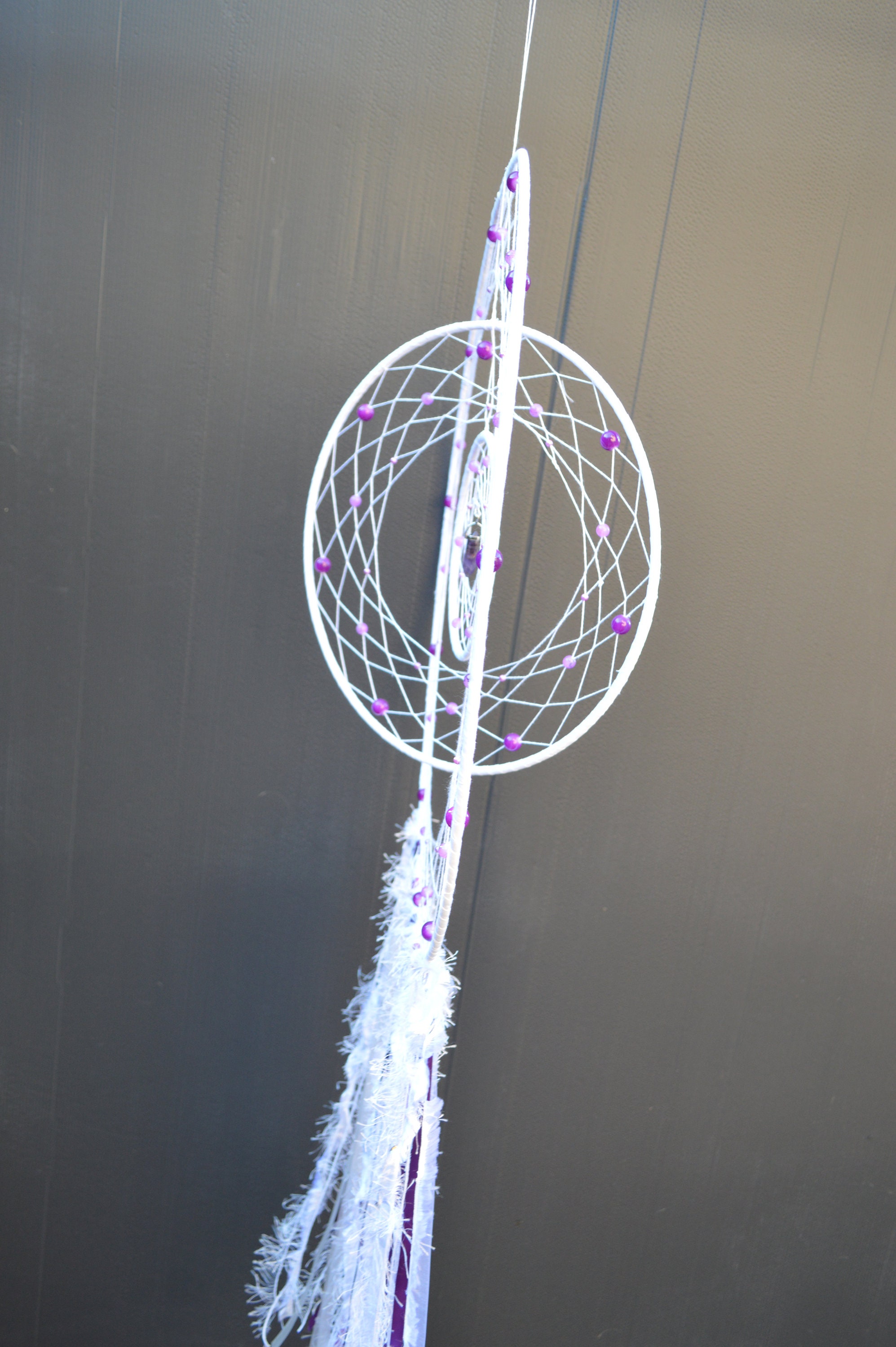Dream Catcher, Handmade Spinning Dream Catcher, 50cmx100cm, White and Purple Dream Catcher