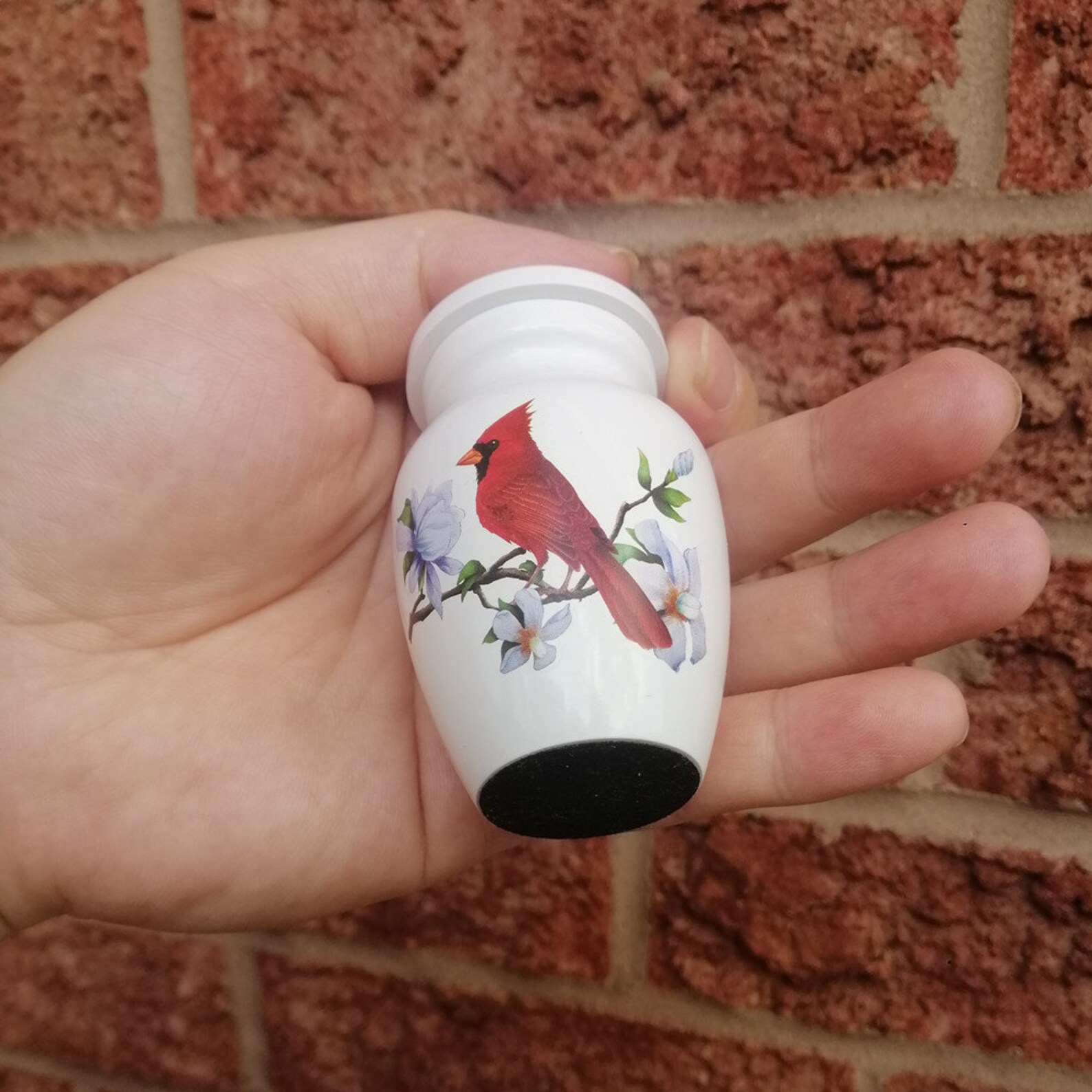 Red Cardinal Small Urn White Mini Urn for Human Ashes or Pet Etsy