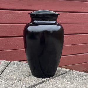 Adult Urn for Human Ashes, Black Cremation Urn, Funeral Urn, Large Memorial Urn with Velvet Bag, 200 Lbs Capacity image 1