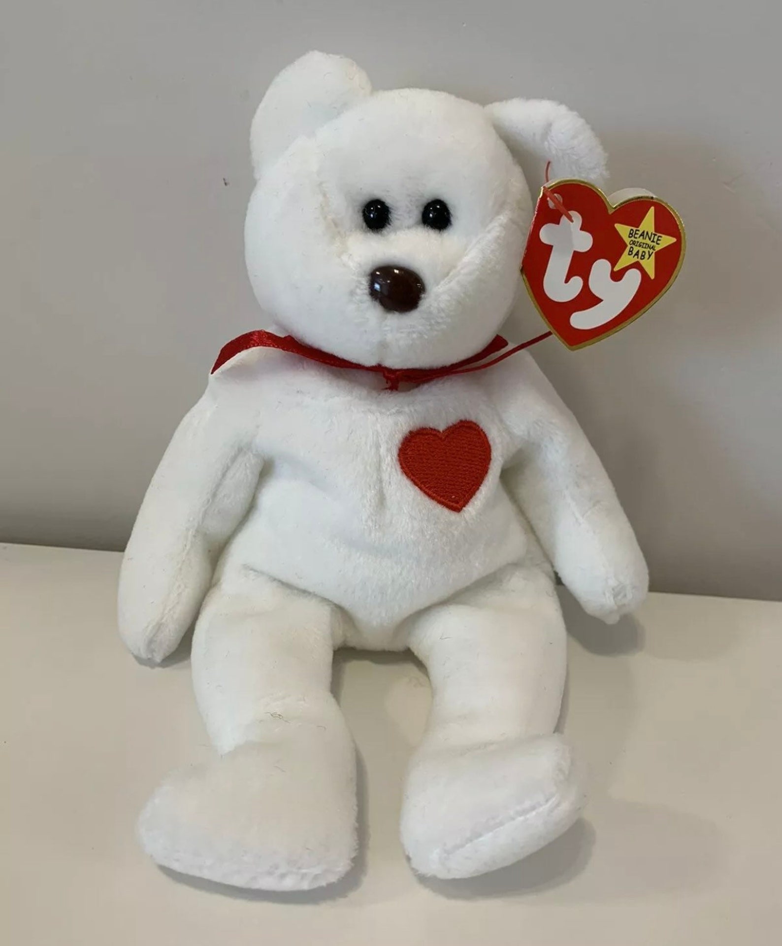 RARE Ty Beanie Babies Valentino the Teddy Bear Brown Nose and Etsy