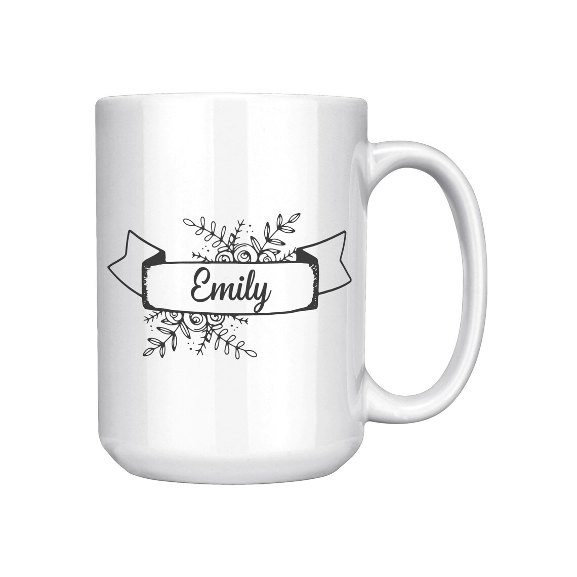Customizable Mug with Banner with Flowers Etsy