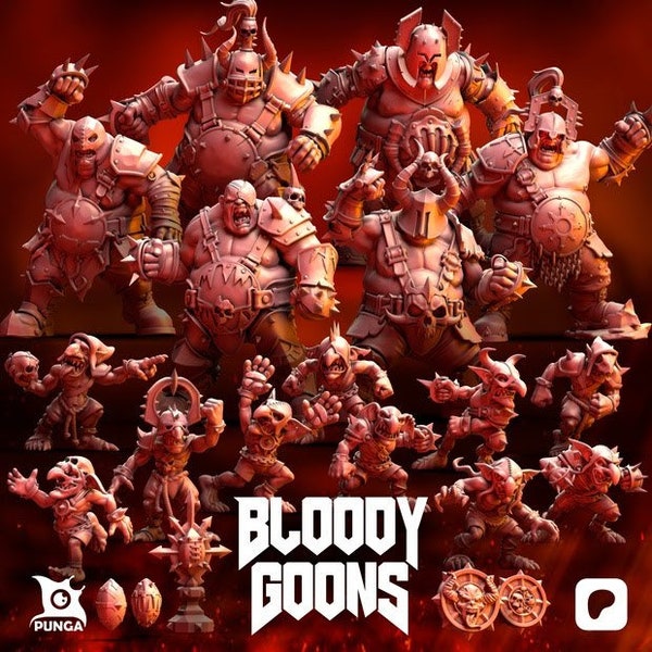 Equipe Bloody Goons - Punga Miniatures - avec socles de bols de sang