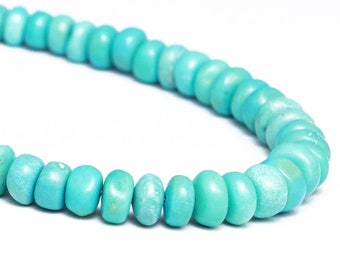 AA Quality Natural Turquoise Smooth Rondelle Beads, Turquoise Smooth Bead, Turquoise Faceted Handmade Jewelry Making Gemstone Beads, SKU1794