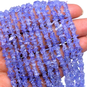 AAA Quality Tanzanite Smooth Chips Beads, 3.5 mm To 5 mm, Natural Tanzanite Rough Uncut, 36 Inch Strand, (SKU315)