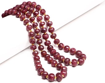 Red Corundum Ruby Faceted Rondelle Beads, Ruby Rondelle Beads, Corundum Ruby Jewelry Making Gemstone Beads, 16 Inch Strand,  SKU017
