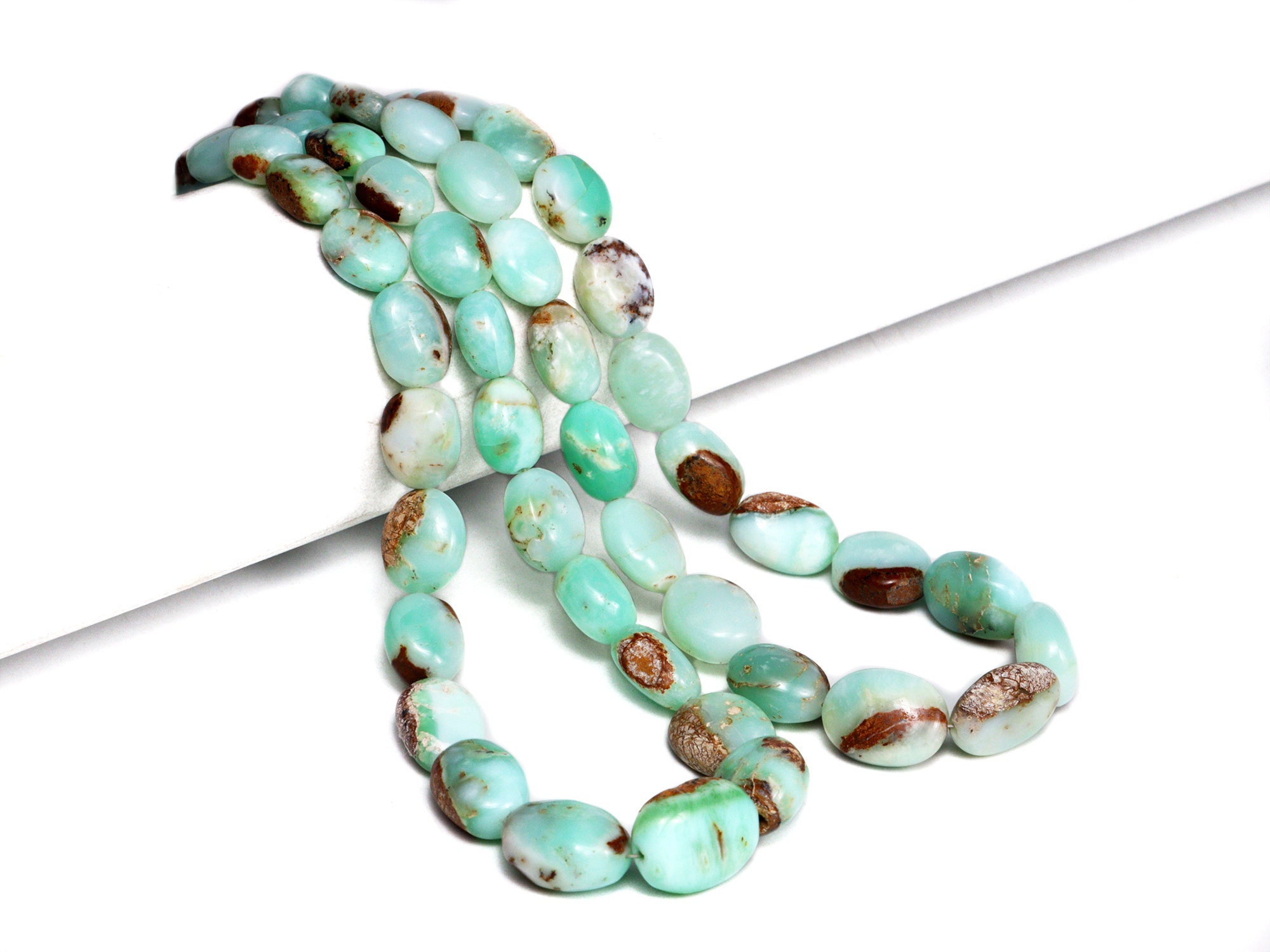 AA Calidad Green Opal Smooth Oval Beads, Green Opal Smooth Beads, Green Opal Oval Beads, Green Opal Jewelry Making Gemstone Beads, SKU2164