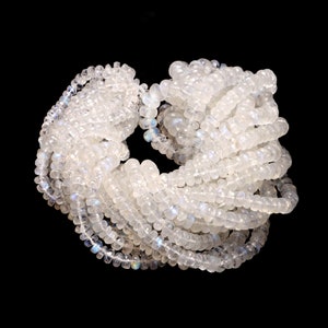 AAA Qualität Regenbogen Mondstein facettierte Rondell Perlen, 5 mm bis 7,5 mm, Regenbogen Mondstein Rondelle, weiße Mondstein Perlen, 18 Zoll, SKU059