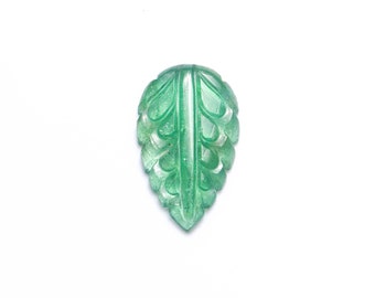 AA Quality Emerald Leaf Carving Loose Gemstone, Natural Emerald Fancy Leaf Shape Gemstone, Emerald Jewelry Making Gemstone Carving, SKU1889