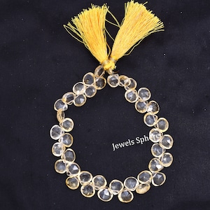 Natural Citrine Faceted Heart Shape Beads, Citrine Heart Shape, Yellow Color Heart Shape Beads, Citrine Heart Jewelry Making Beads, SKU147