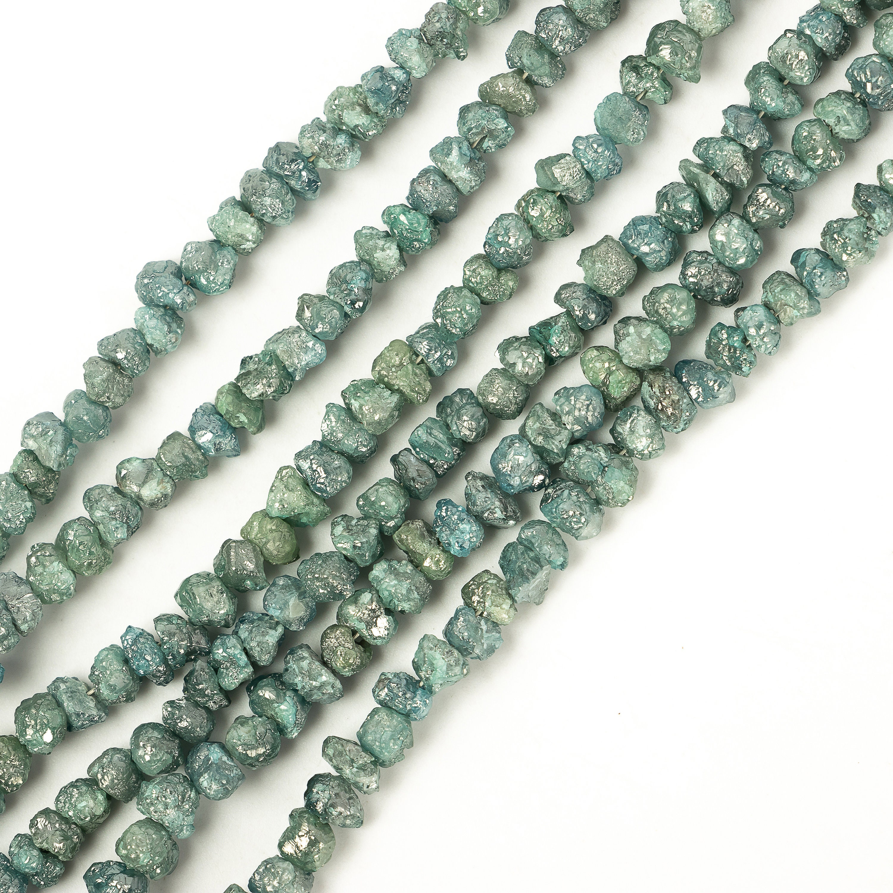 3 Perles Diamant Brut Naturel - 5 Mm - Couleur Gris Scintillant - 2,2 Carats Total - Sud-Africain