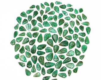 AA Quality Emerald Leaf Carving Gemstone Lot, Natural Emerald Fancy Leaf Shape Gemstone, Emerald Jewelry Making Gemstone Carving, SKU2105