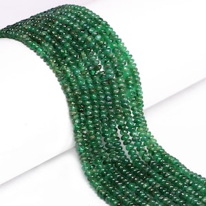 Natural Emerald Smooth Rondelle Beads, Smooth Emerald Rondelle Shape Handmade Mala Beads, Plain Emerald Gemstone Rondelle Beads, SKU2150