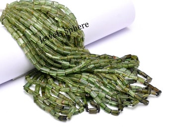 Green Tourmaline Beads, Smooth Tube Beads, 3x5 - 5x9 mm Beads, Loose Tourmaline Shaded Beads, Beads For Jewelry Making, Gemstone Beads,
