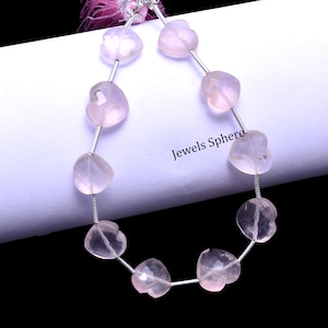 Rose Quartz Faceted Heart Beads, 8 To 13 mm, Pink Rose Quartz Heart Shape, Rose Quartz Jewelry Making Beads, 6 Inch / 7 Inch, SKU1028