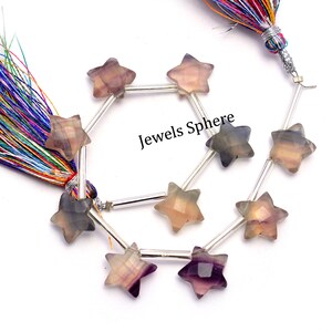 Multi Fluorite Faceted Star Shape Beads, 10 mm To 11 mm, Fluorite Star Beads, Multi Fluorite Jewelry Making Fancy Beads, 6.5 Inch, SKU1011
