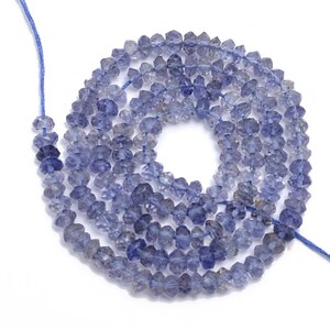 Natural Iolite Faceted Rondelle Beads, 3.5 mm To 4 mm, Iolite Rondelle Beads, Iolite Handmade Jewelry Making Gemstone Beads, 15 Inch, SKU391