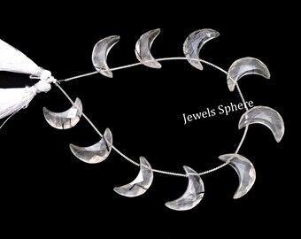 Black Rutile Faceted Crescent Moon Fancy Shape, 17 mm To 19 mm, Rutile Moon Shape Beads, Rutile Handmade Gift For Women, 9 Inch, SKU730